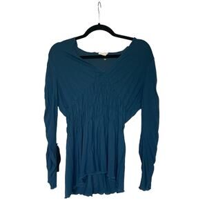 Matty M Women’s Blue Long Sleeve Ruched Top Size Medium
